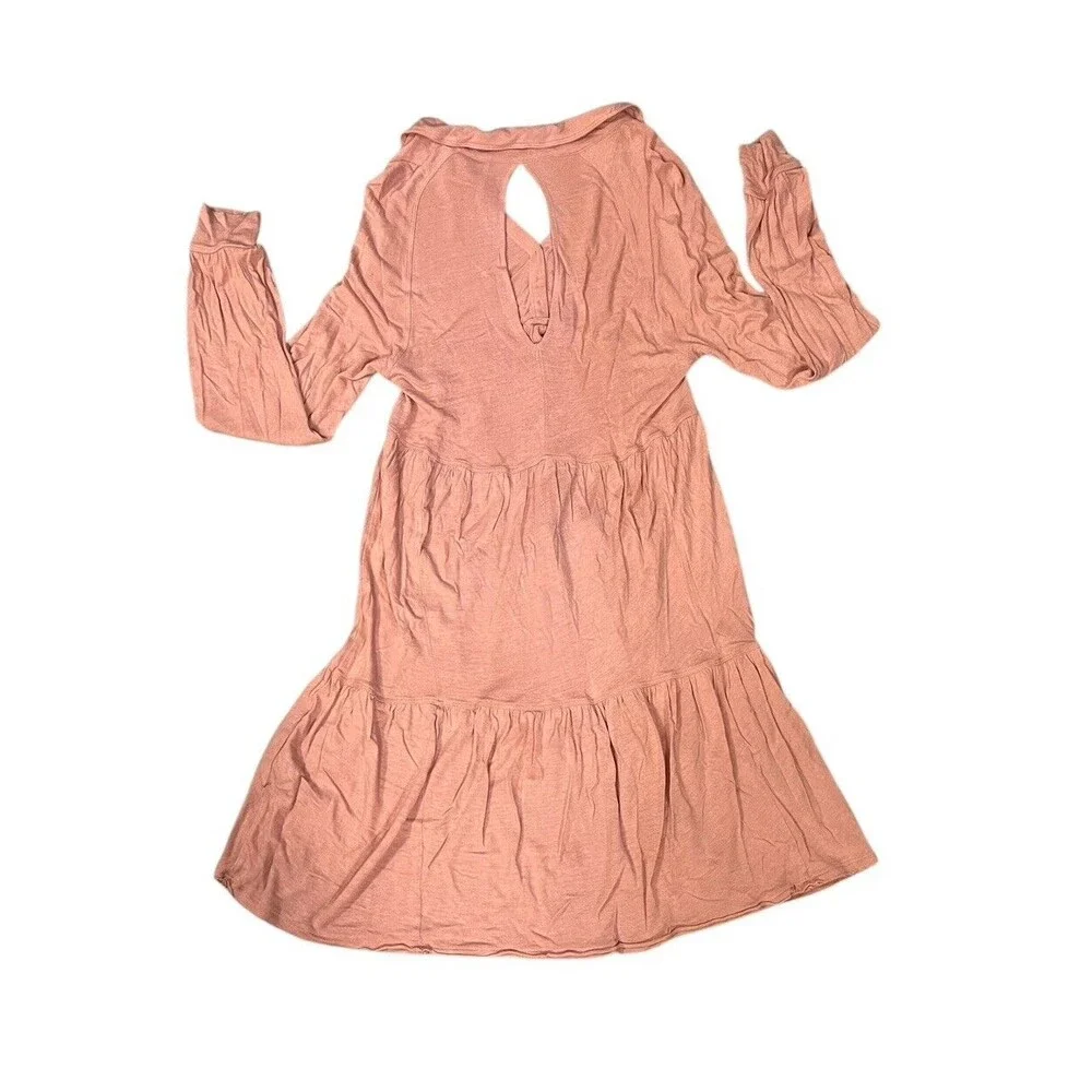 Free People Best Girl‎ Tunic Tiered baby doll Ruffles Keyhole Back Dress XS Pink